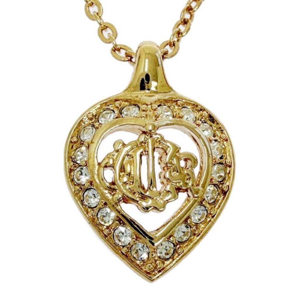 Dior Rhinestone Emblem Necklace